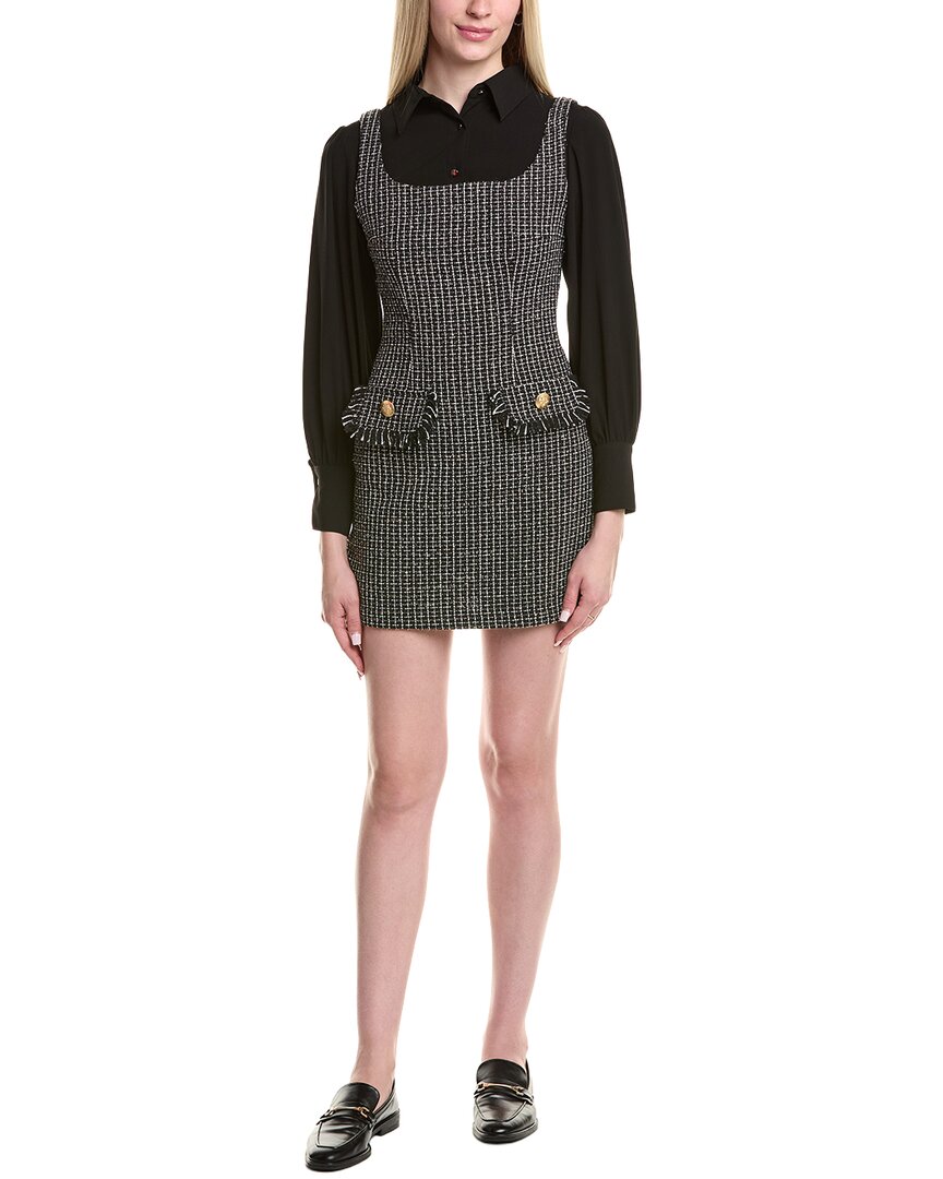Lea & Viola Tweed Mini Dress In Black