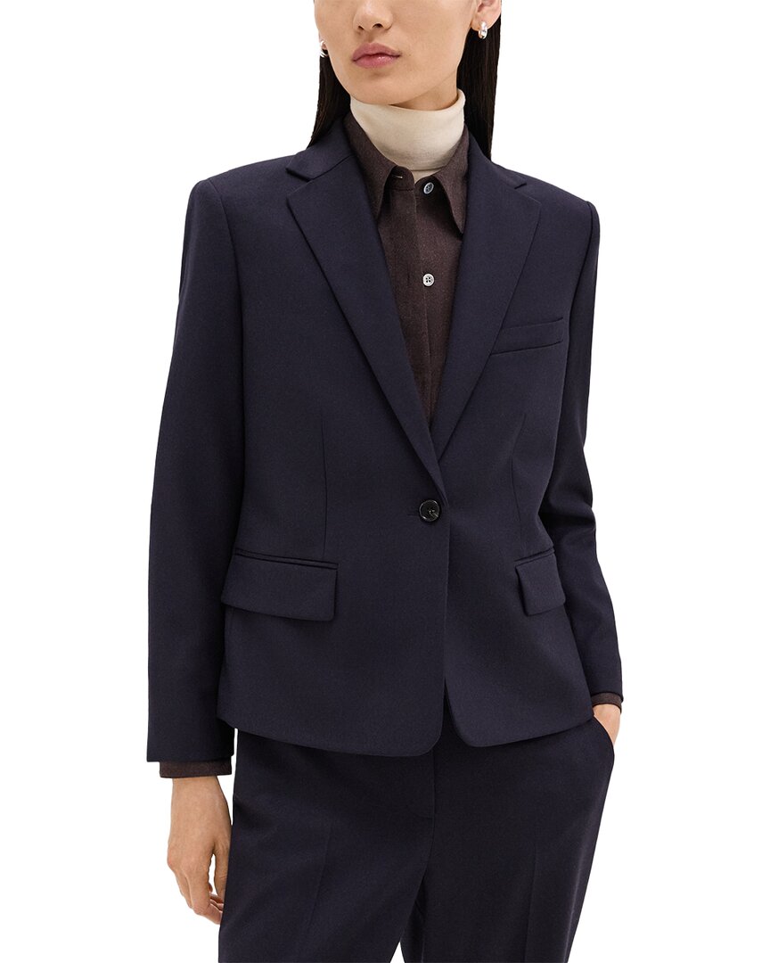 Theory Flannel Wool Slim Jacket In Blue