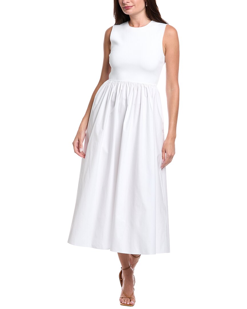 Theory Mixed Media Midi Dress In White