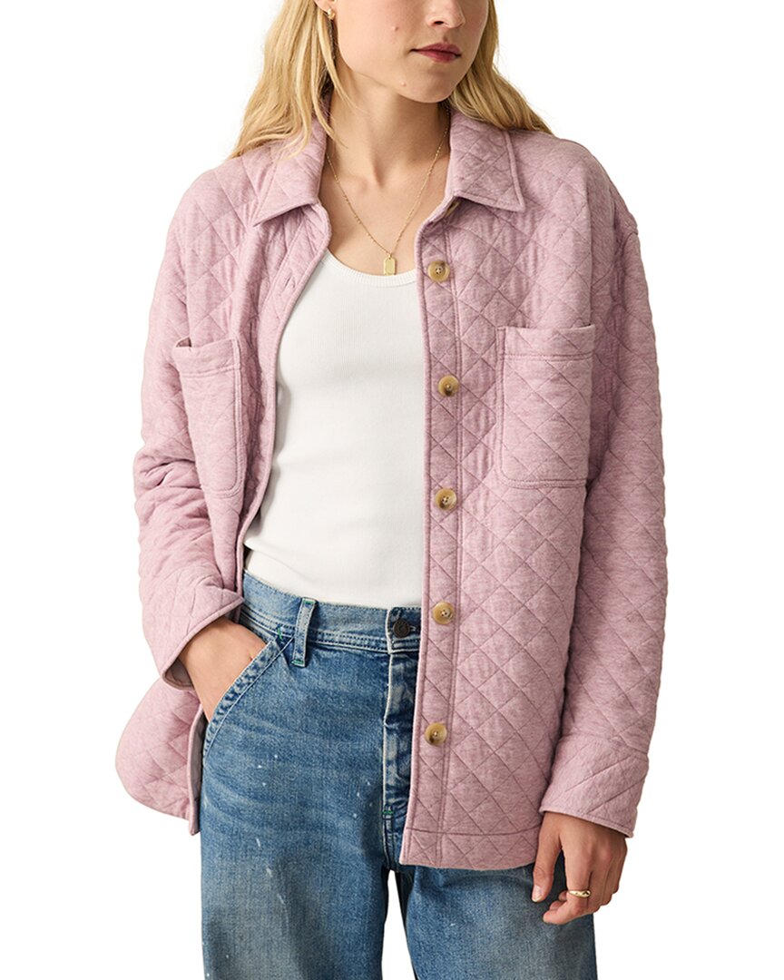 Faherty Epic Quilted Fleece Shirt Jacket In Pink