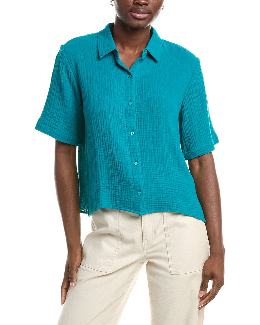 Eileen Fisher Classic Collar Shirt In Blue