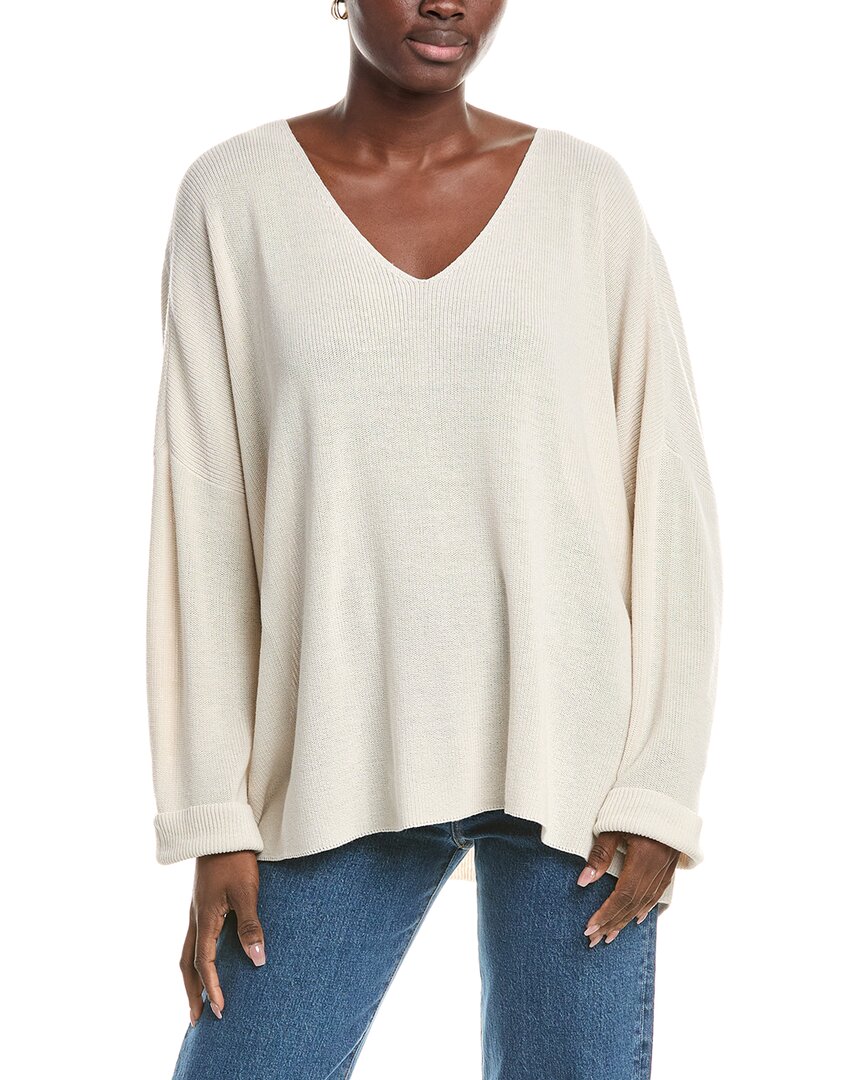 Eileen Fisher Plus V-neck Pullover In White