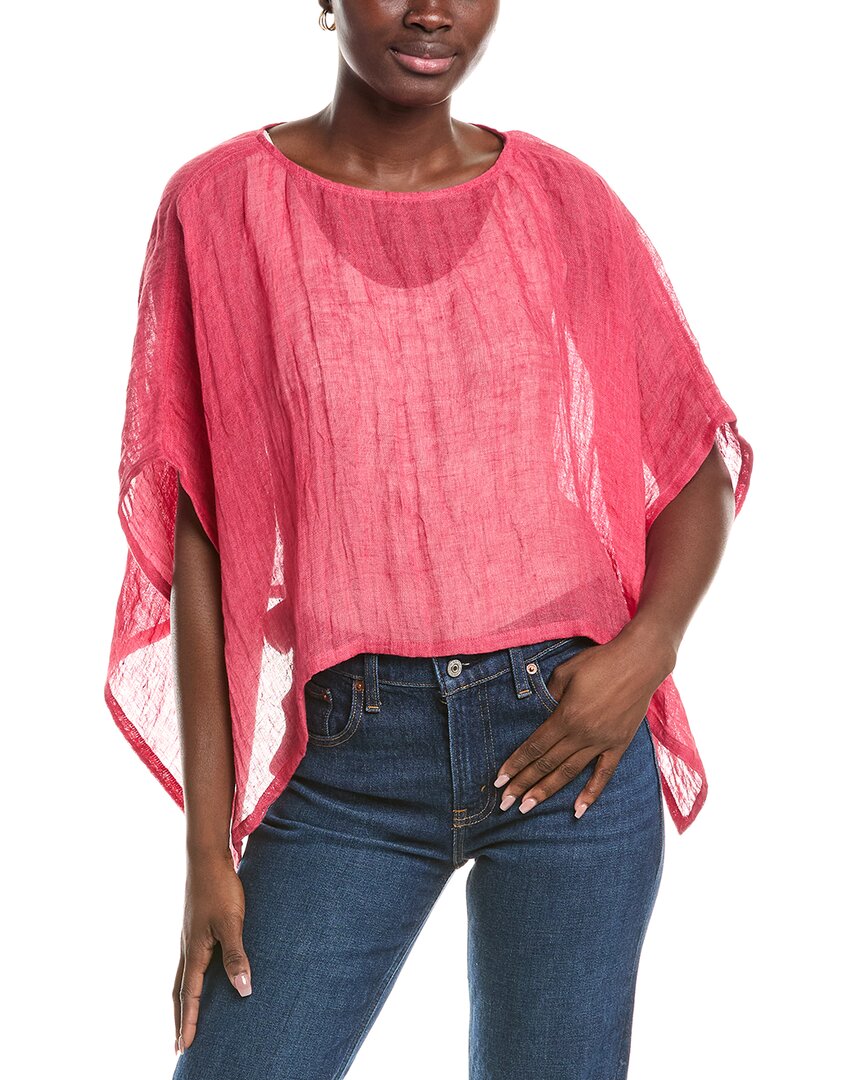 Eileen Fisher Bateau Neck Linen Top In Pink