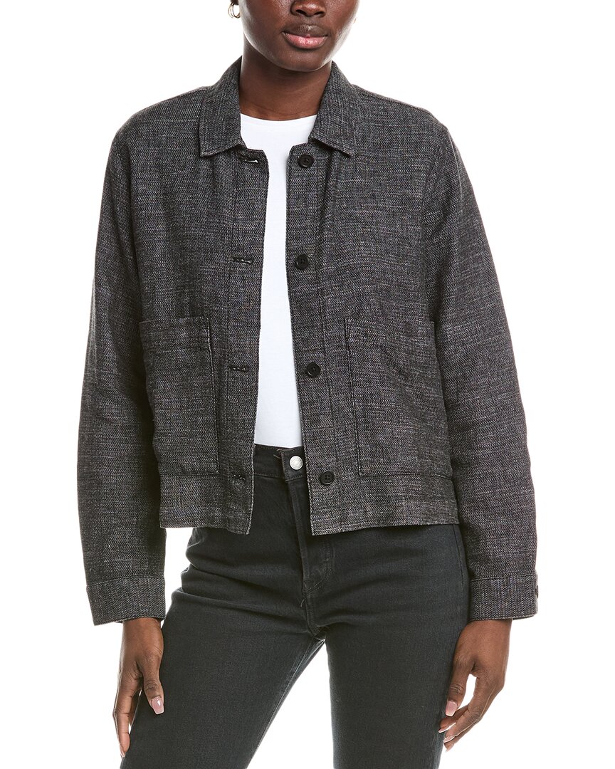 Eileen Fisher Petite Classic Collar Jacket In Gray
