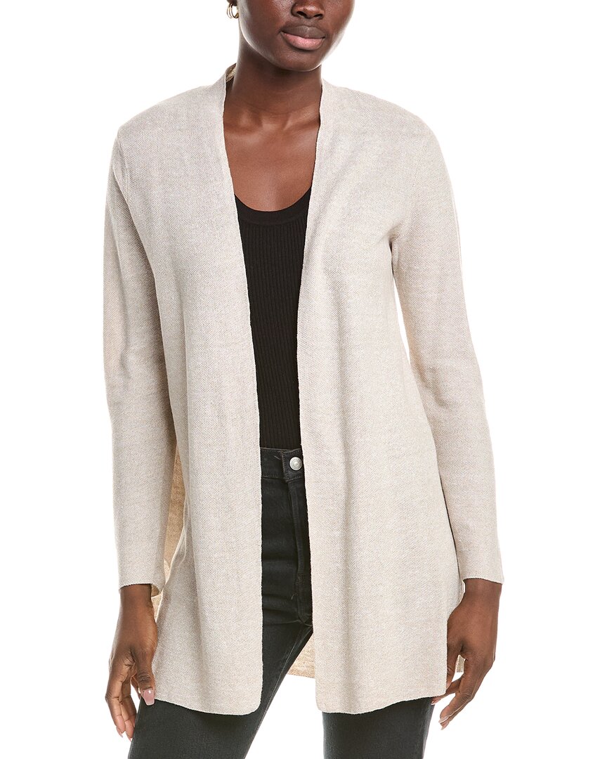 Eileen Fisher Petite Linen-blend Long Cardigan In Neutral