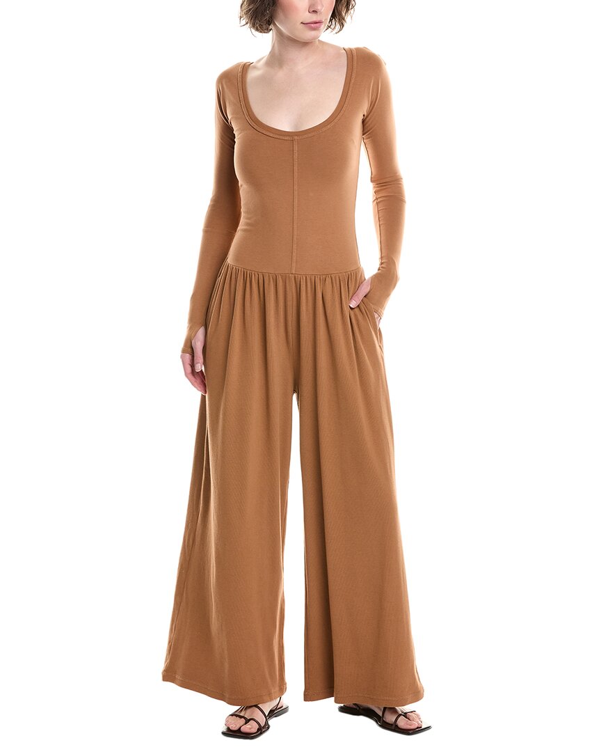 Free People Movement Hot Shot Wide Leg Jumpsuit In Brown