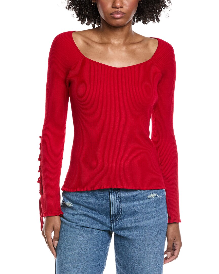 Laundry By Shelli Segal Tie Sleeve Sweater In Red