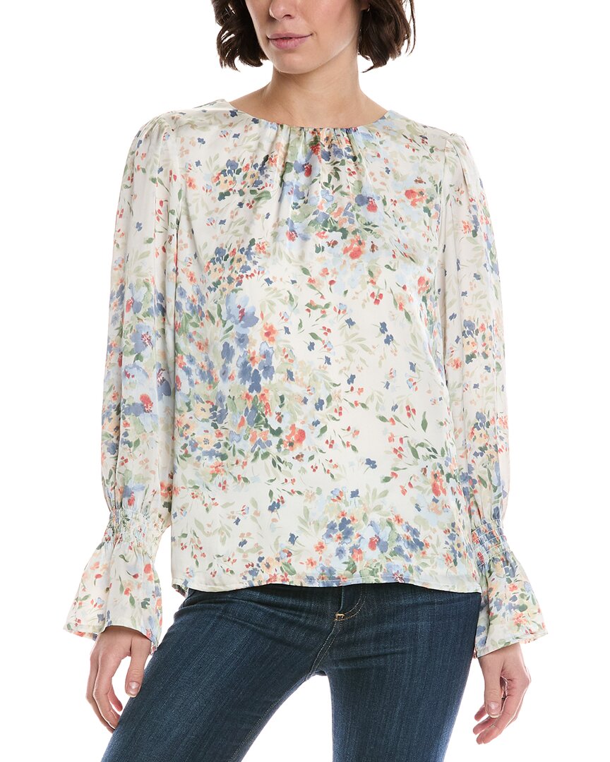 Cece Smocked Cuff Blouse In White