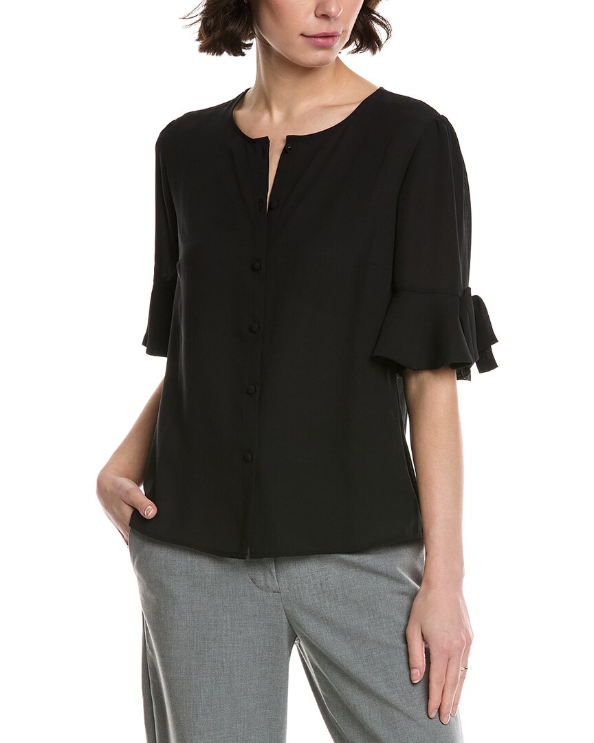 Cece Flounce Bow Sleeve Top In Black