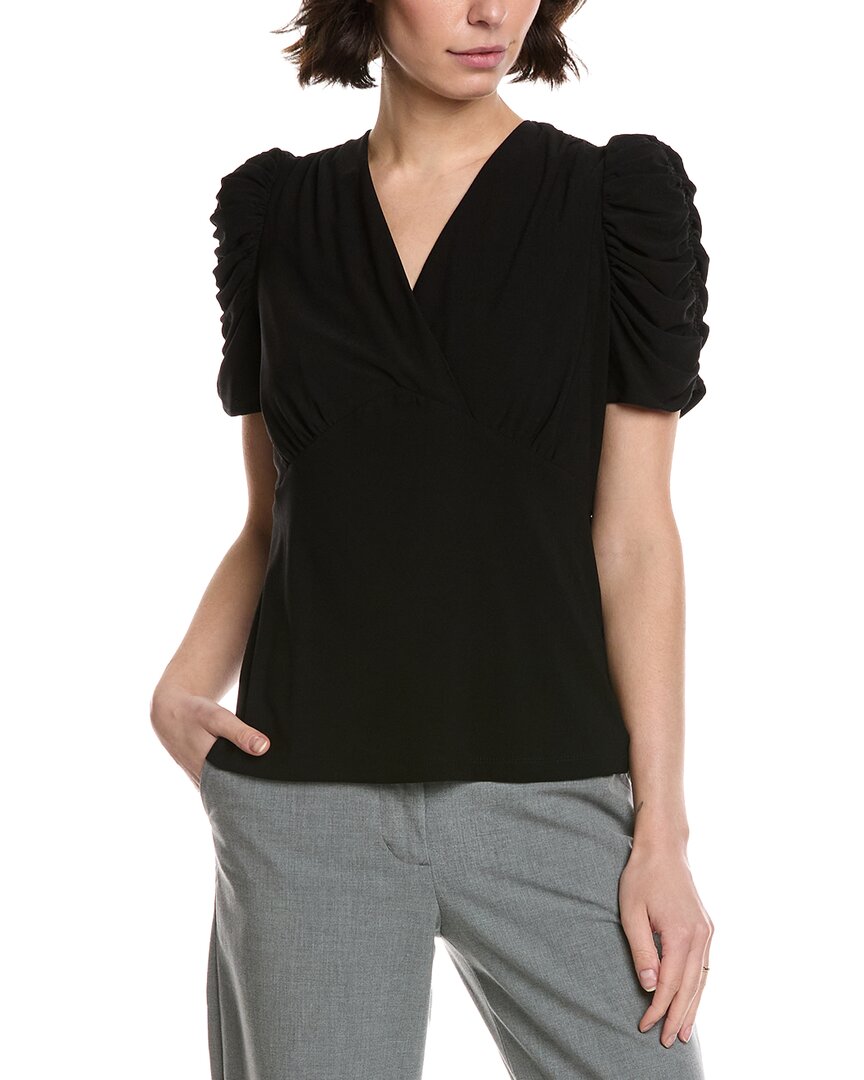 Cece Puff V-neck Top In Black