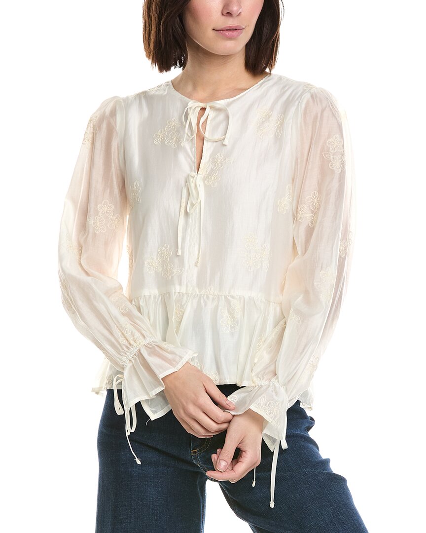 Cece V-neck Ruffle Button Down Blouse In White
