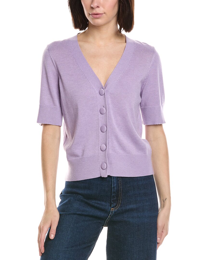 Cece V-neck Wool-blend Cardigan In Purple