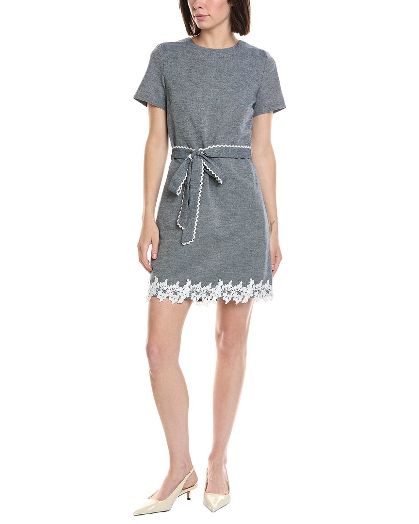 Cece A-line Linen-blend Mini Dress In Blue