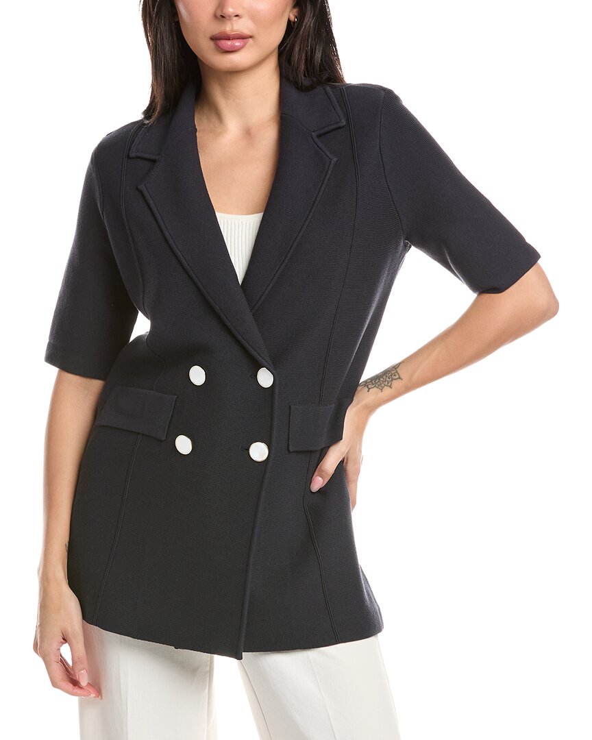 St John St. John Double Breast Knit Blazer In Black