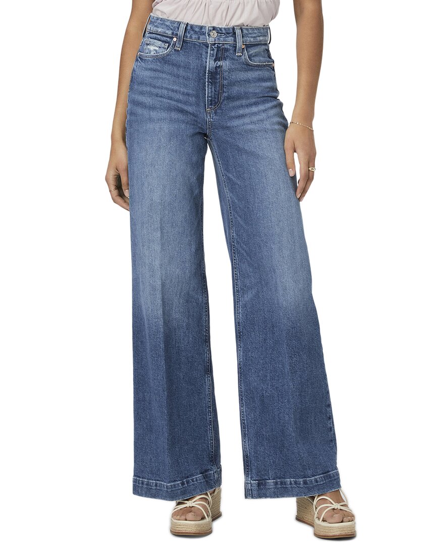 Paige Wide-leg High Waist Denim Jeans With Subtle Fading In Transparent