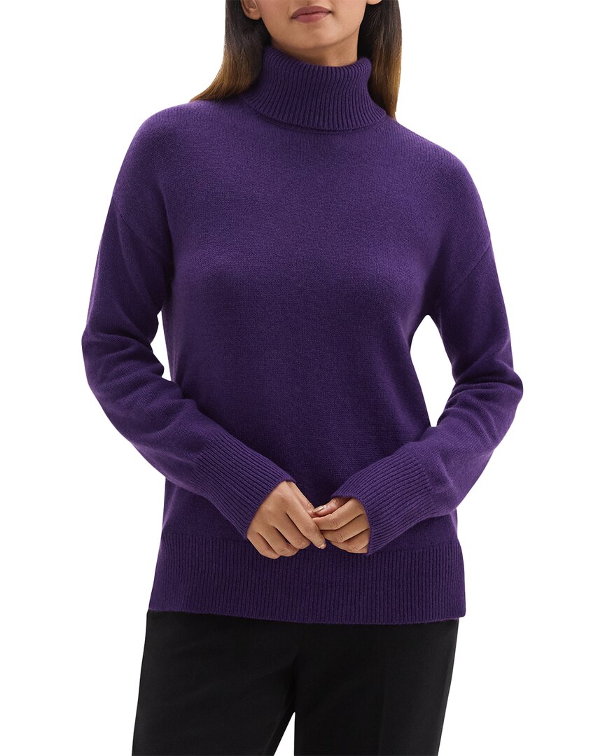 Theory Slouchy Turtleneck Cashmere Sweater In Purple