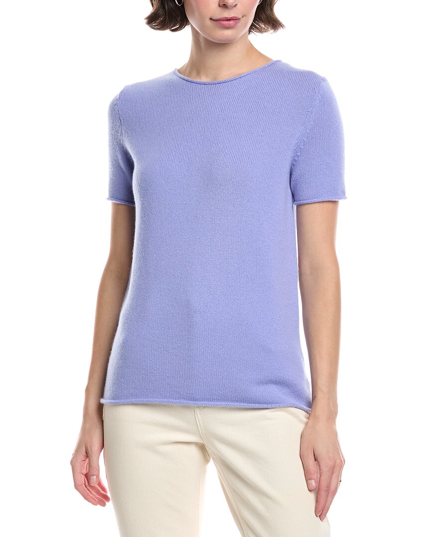Theory Tolleree Short Sleeve Cashmere Sweater In Purple