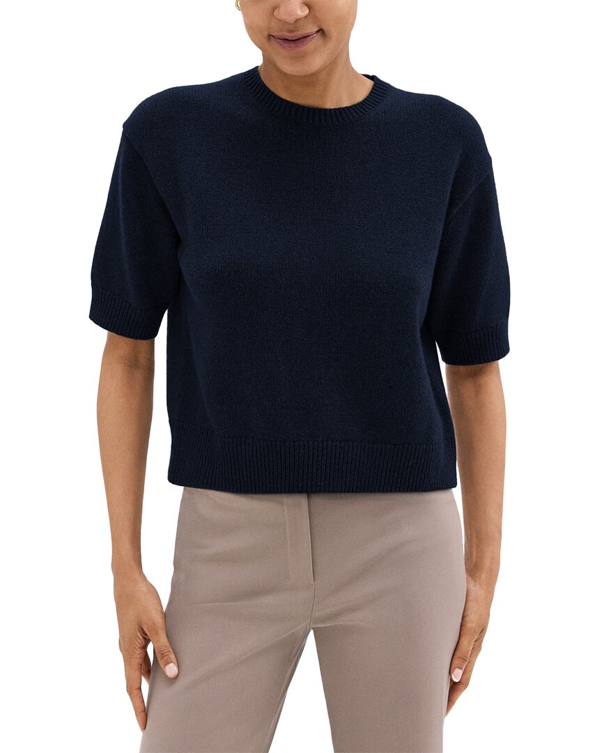 Theory Cropped Tee In Cashmere In Blue
