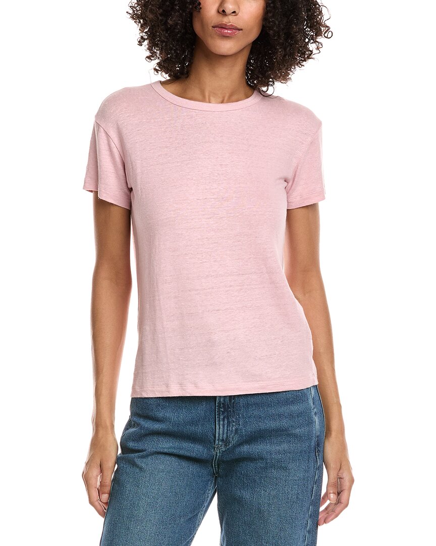 Officine Generale Lara Linen-blend T-shirt In Pink