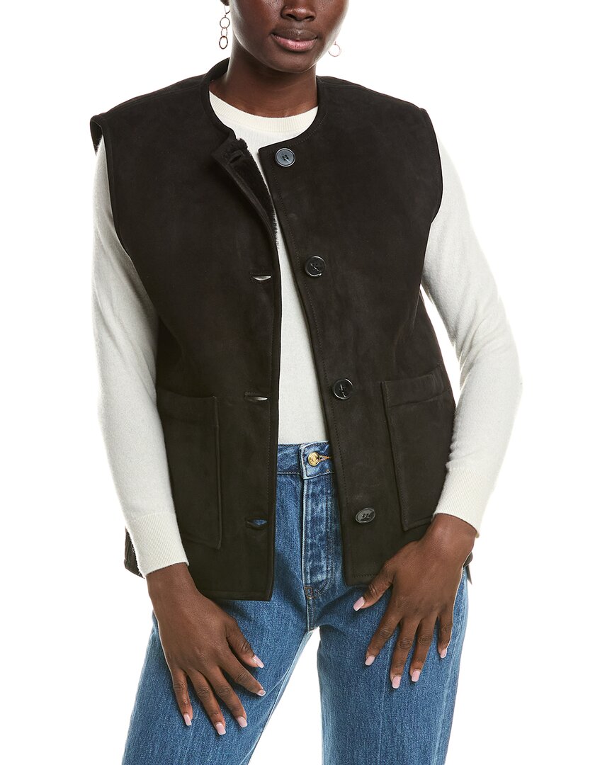 Officine Generale Assia Shearling Vest In Black
