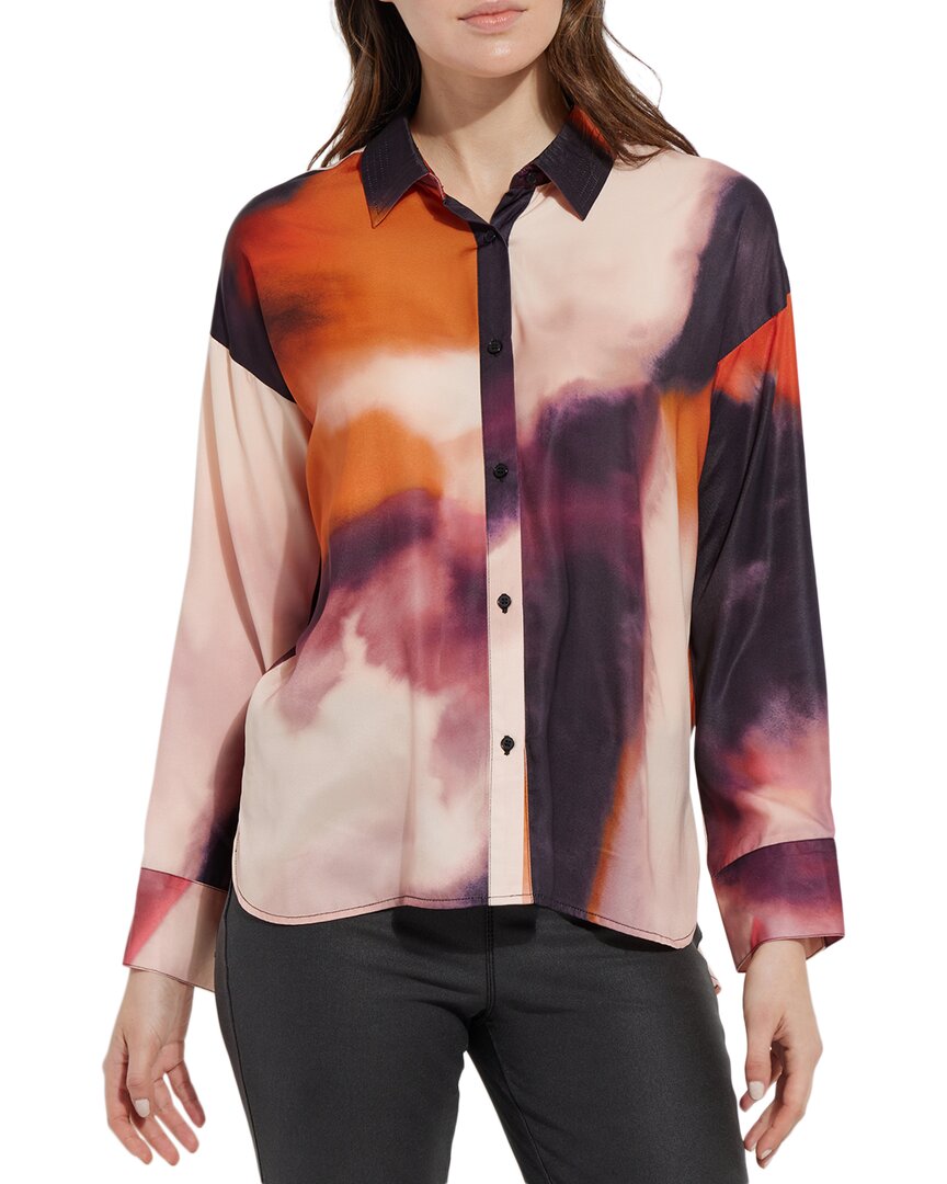 Lyssé New York Lysse New York Printed Stitched Satin Shirt In Multi