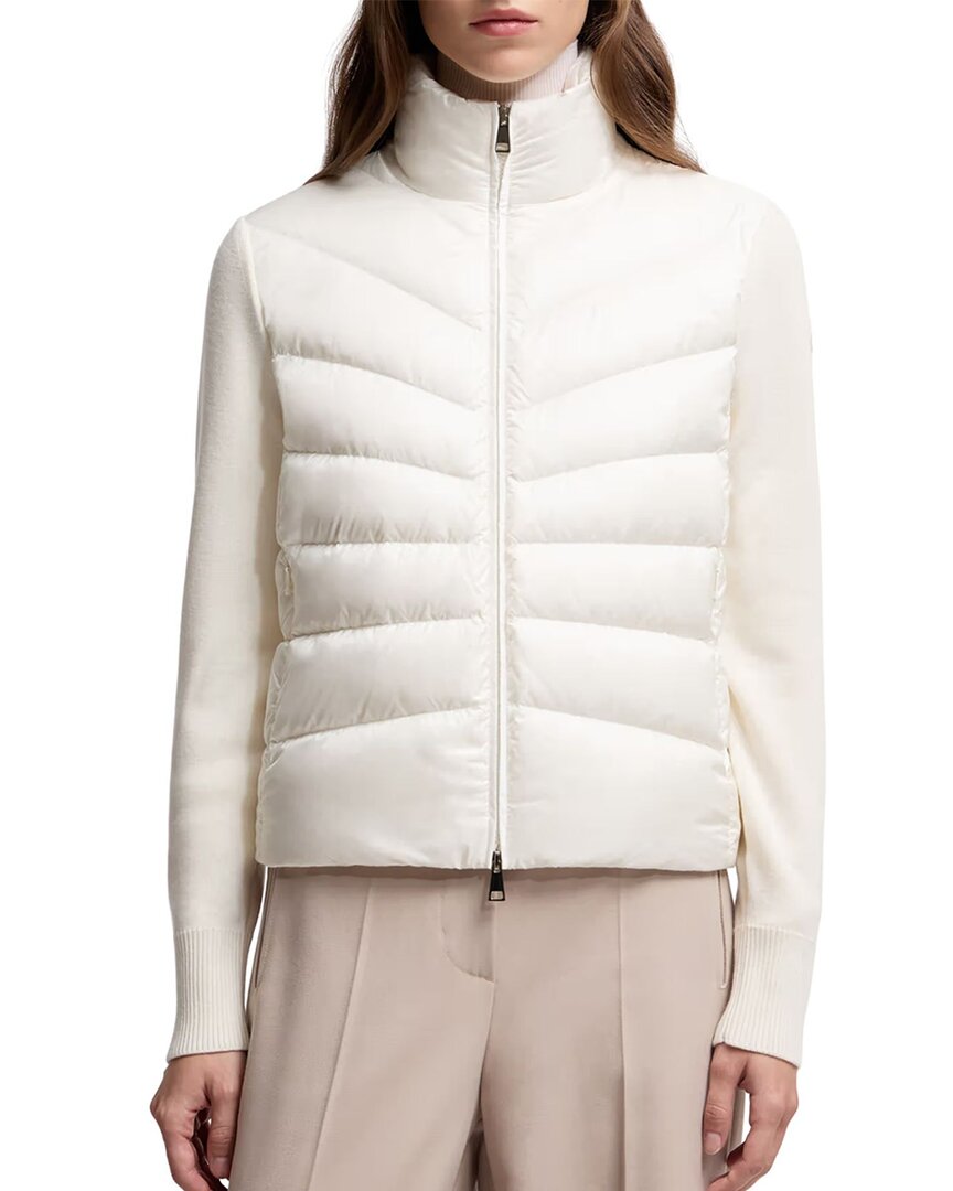 Moncler Wool Sleeve Insert Down Jacket In White