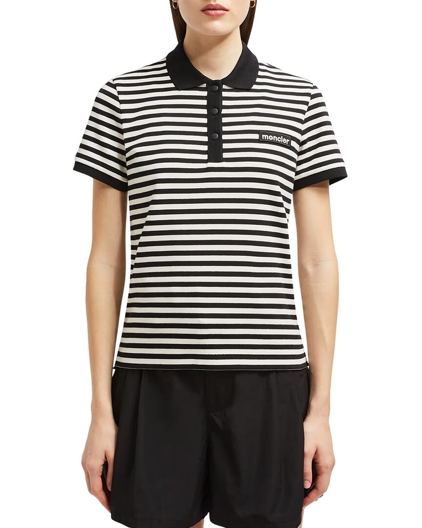 Moncler Striped Polo Shirt In Blue