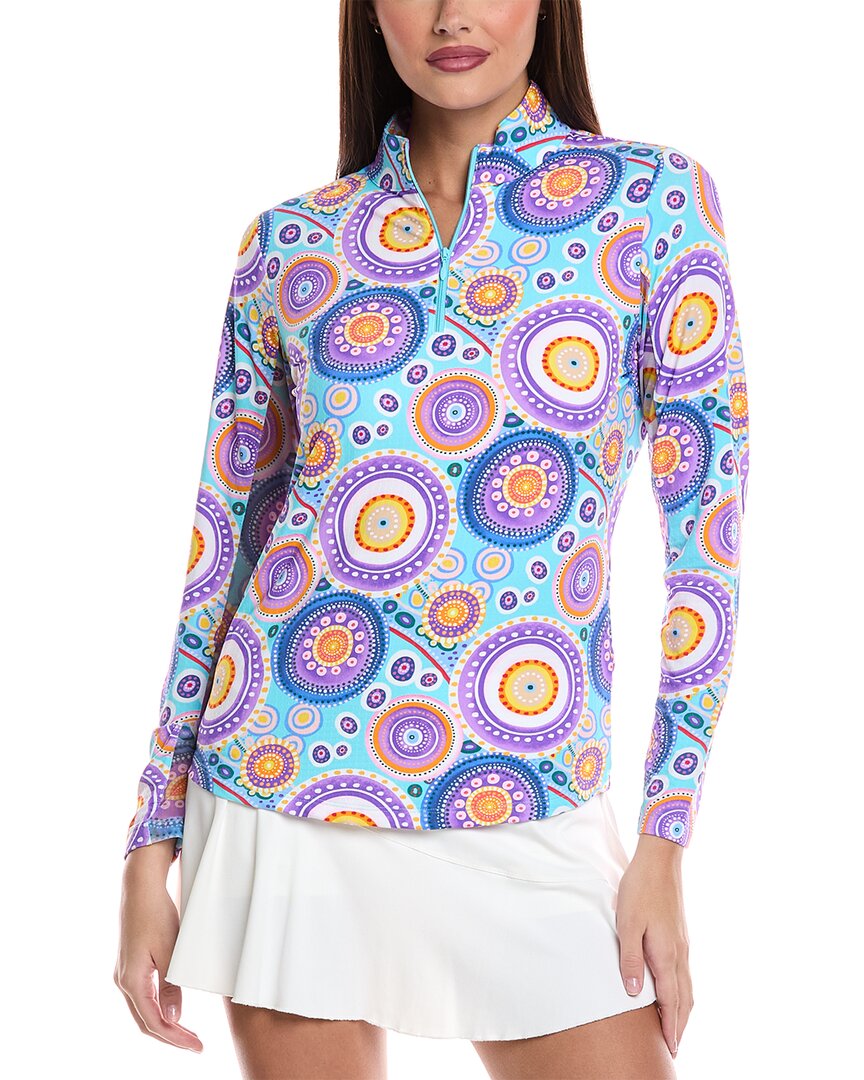 Ibkul Leona Long Sleeve Mock Neck Top In Blue