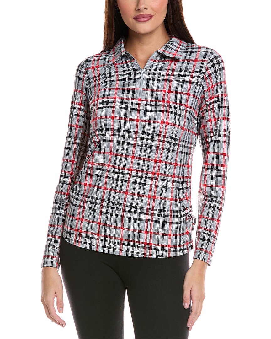 Ibkul Judith Long Sleeve Mock Neck Top In Gray