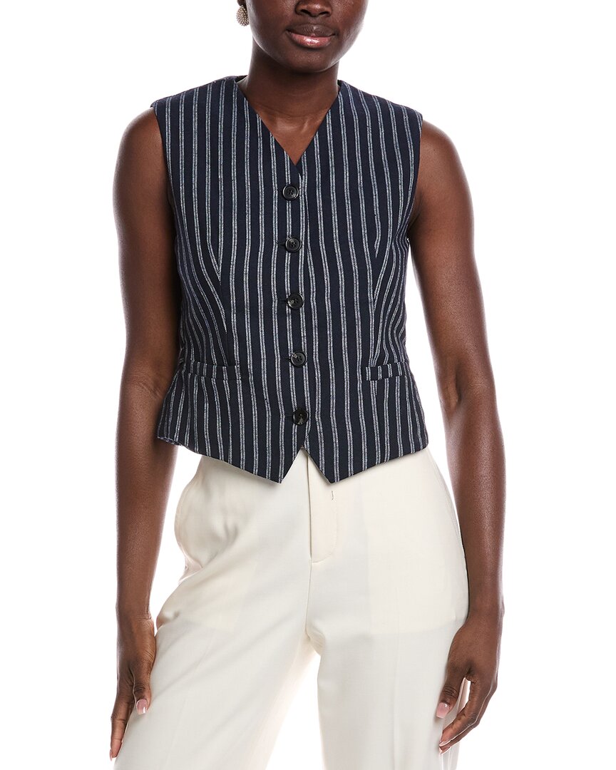 Gracia Linen-blend Waistcoat In Blue
