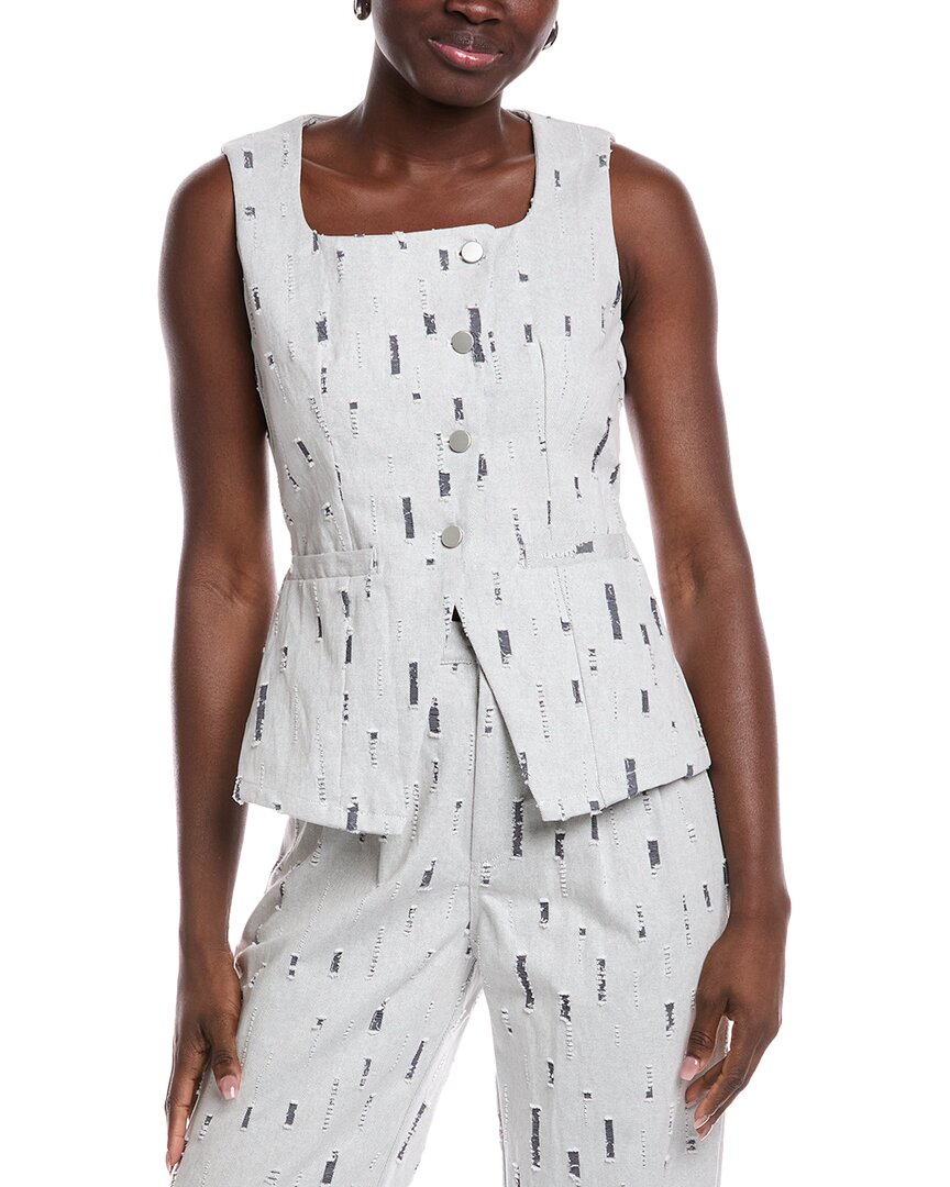 Gracia Square Neck Blazer Vest In Gray