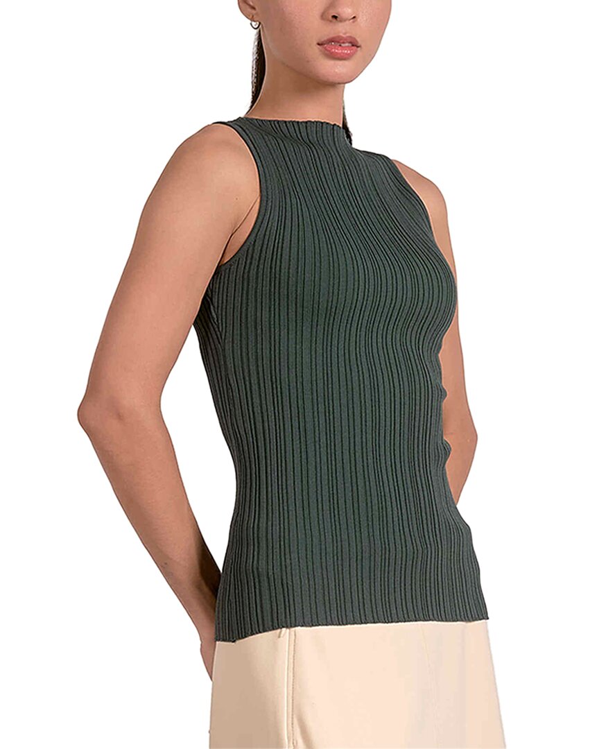 Elan Sleeveless Crewneck Top In Pine In Green