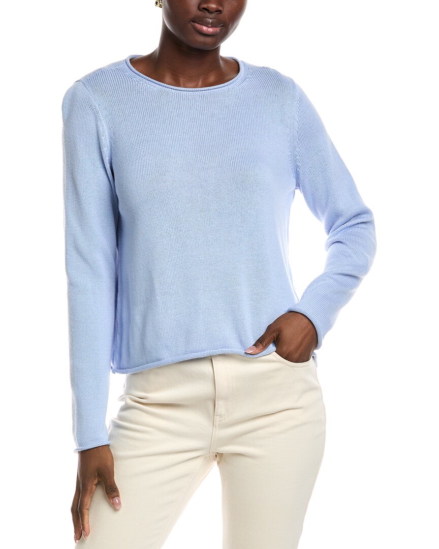 Eileen Fisher Jewel Neck Sweater In Blue