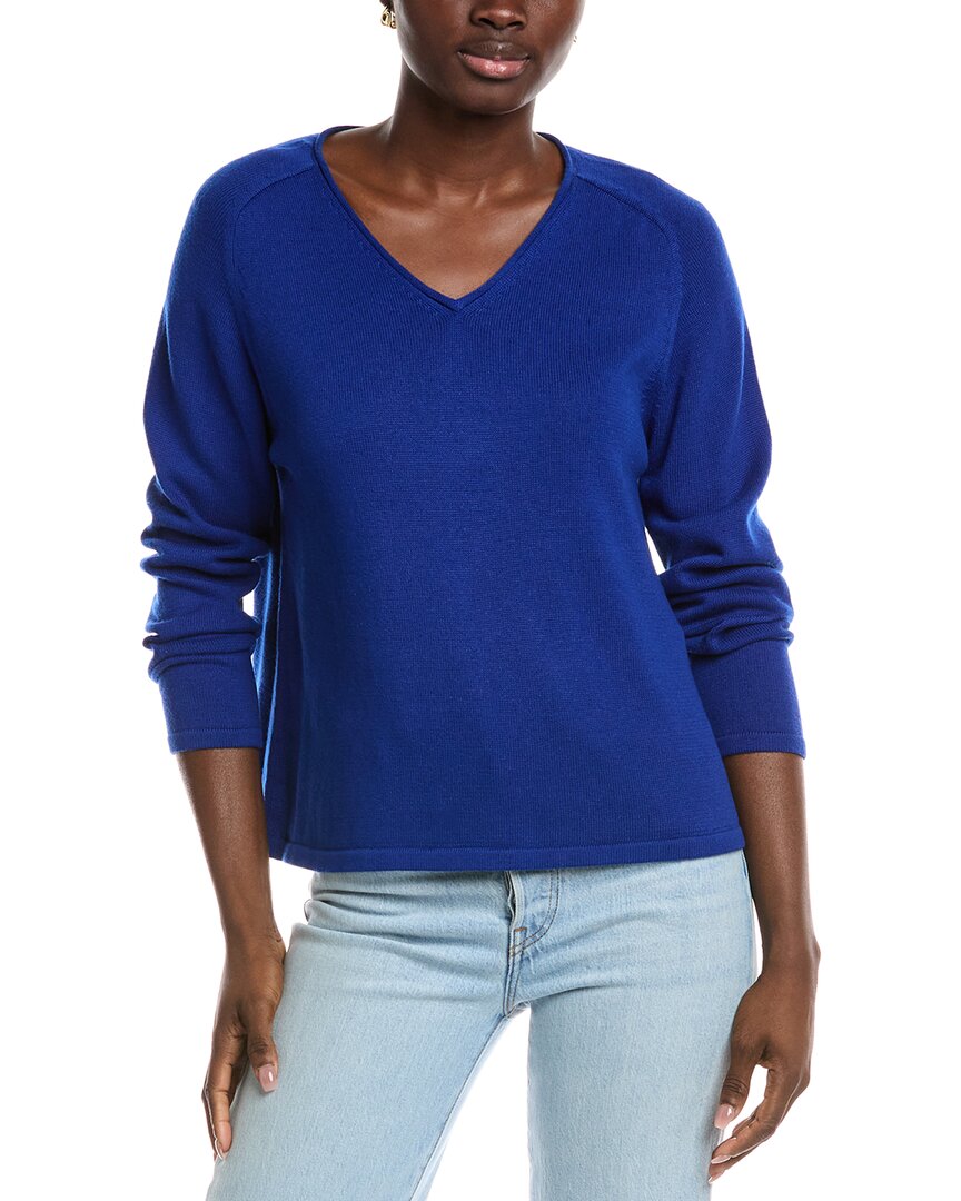 Eileen Fisher V Neck Sweater In Blue
