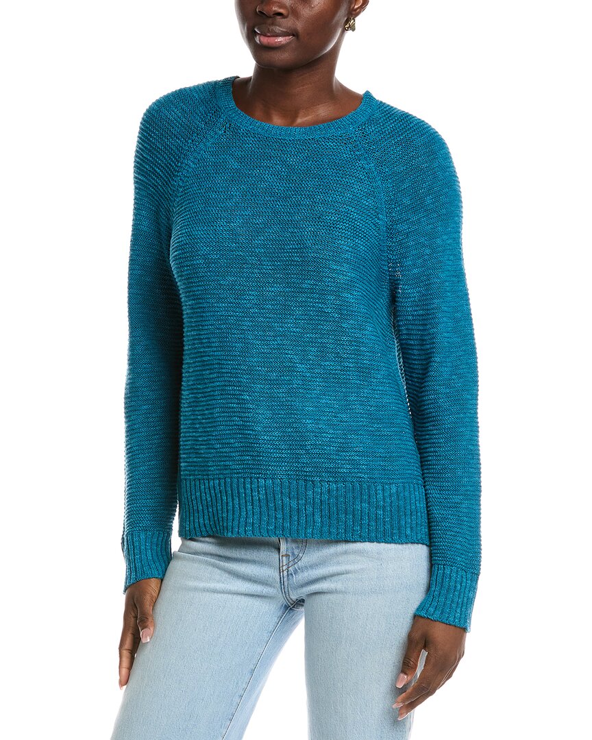 Eileen Fisher Raglan Sleeve Linen-blend Sweater In Blue