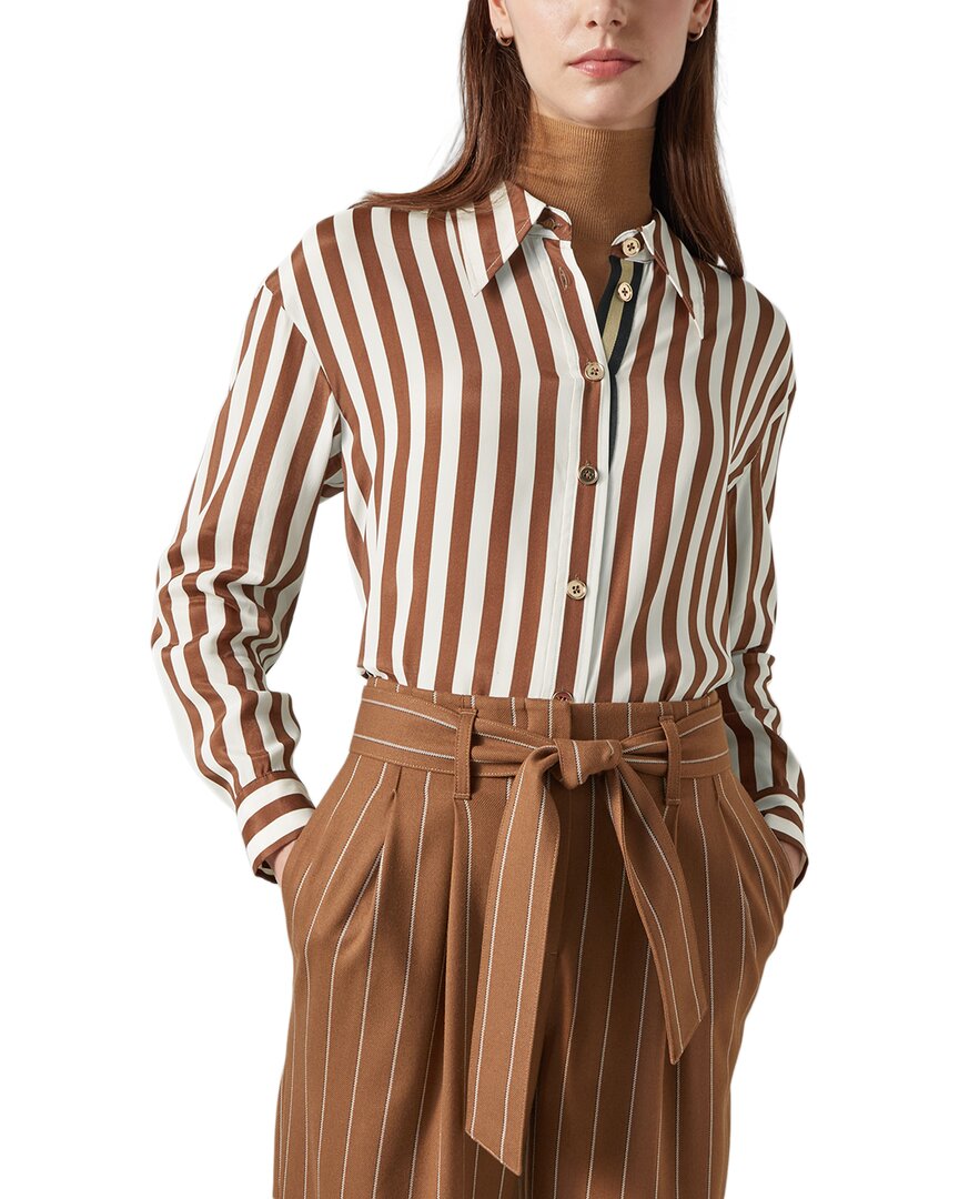 Lk Bennett Blythe Striped Button-down Blouse In Brown