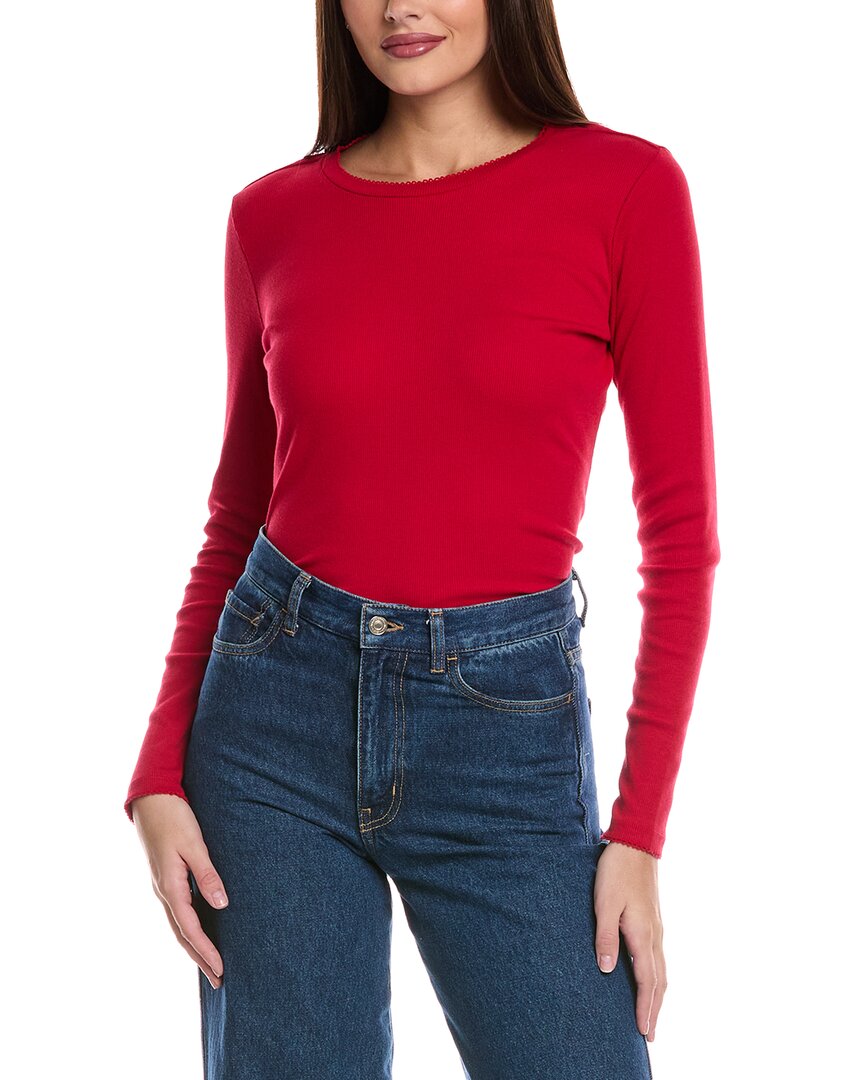 Cece Scallop Top In Red