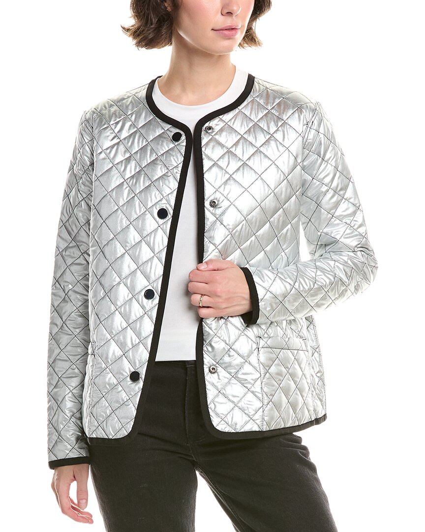 Jane Post Diamond Quilted Reversible Jacket In Gray