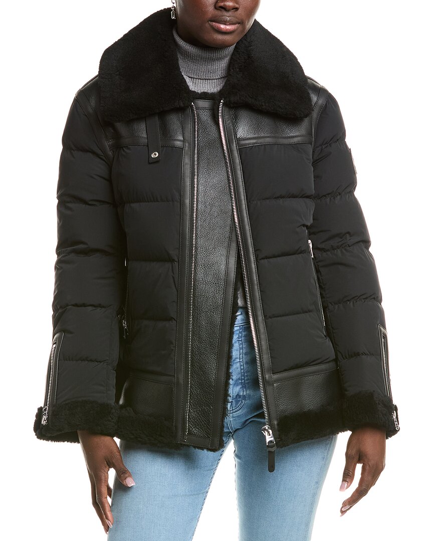 Mackage Vanna Mixed Shearling Down Jacket In Green