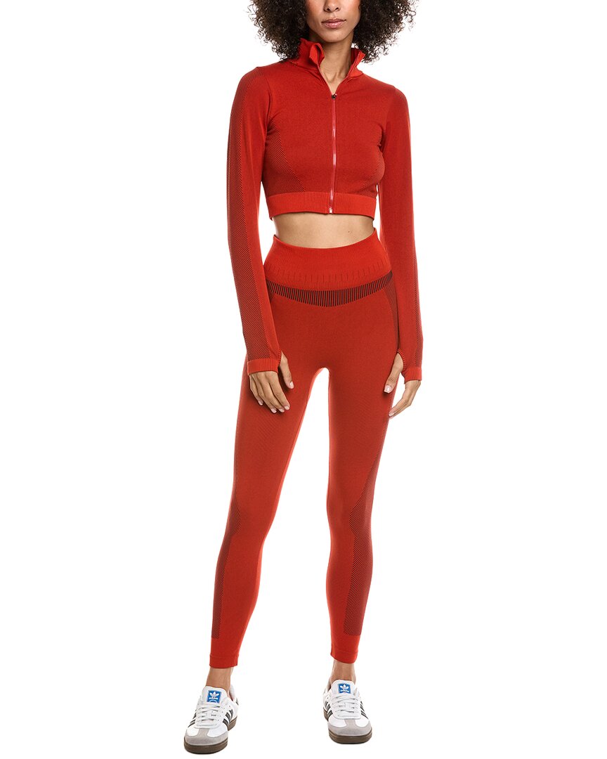 Marion 2pc Active Wear Top & Legging Set In Red