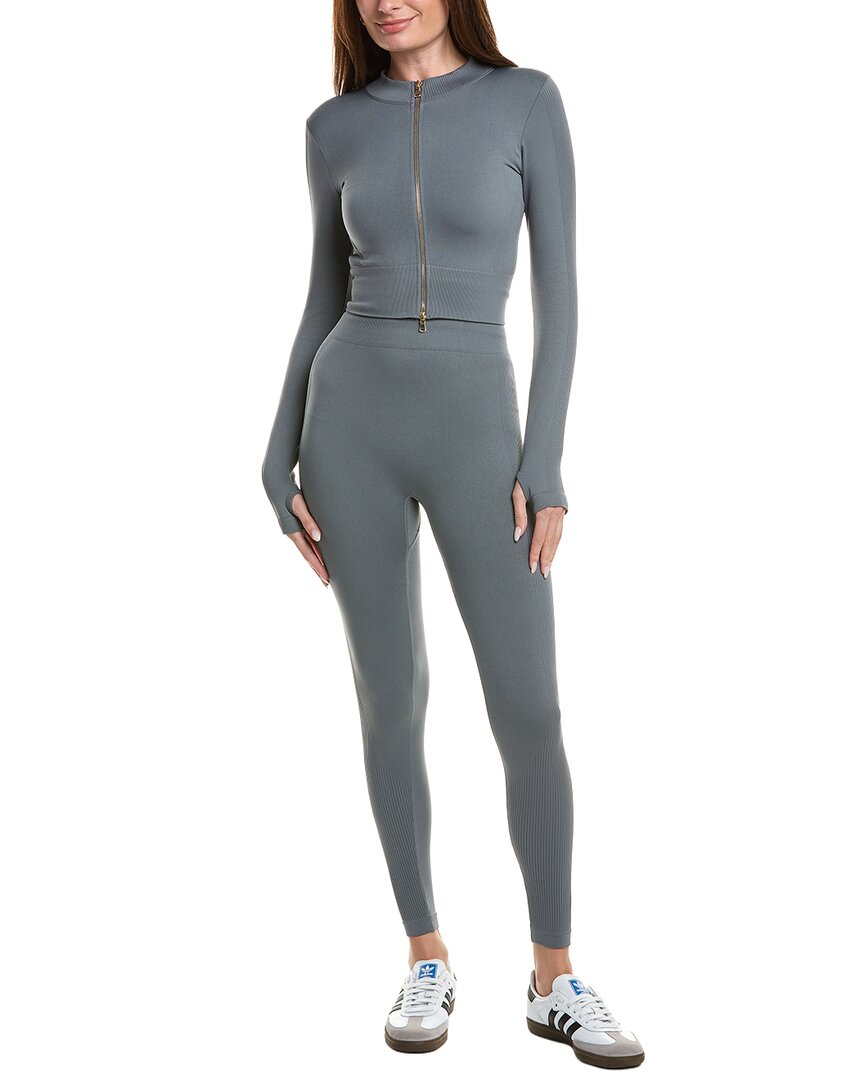 Marion 2pc Active Wear Top & Legging Set In Gray