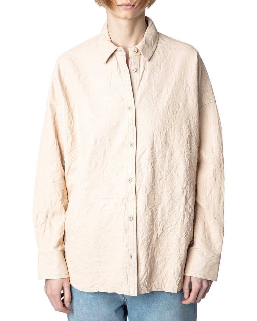 Zadig & Voltaire Tamara Leather Shirt In Neutral