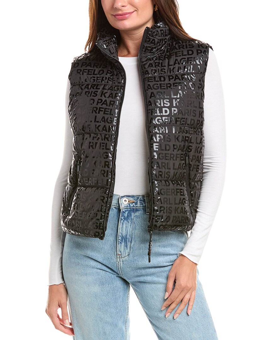 Karl Lagerfeld Logo Puffer Vest In Black