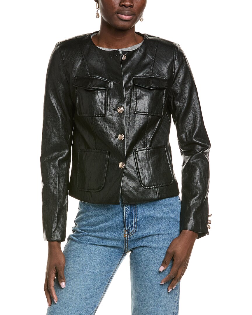 T Tahari Vegan Leather Jacket In Black