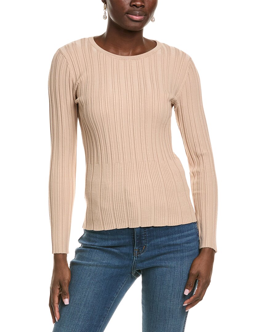 T Tahari Ribbed Sweater In Neutral