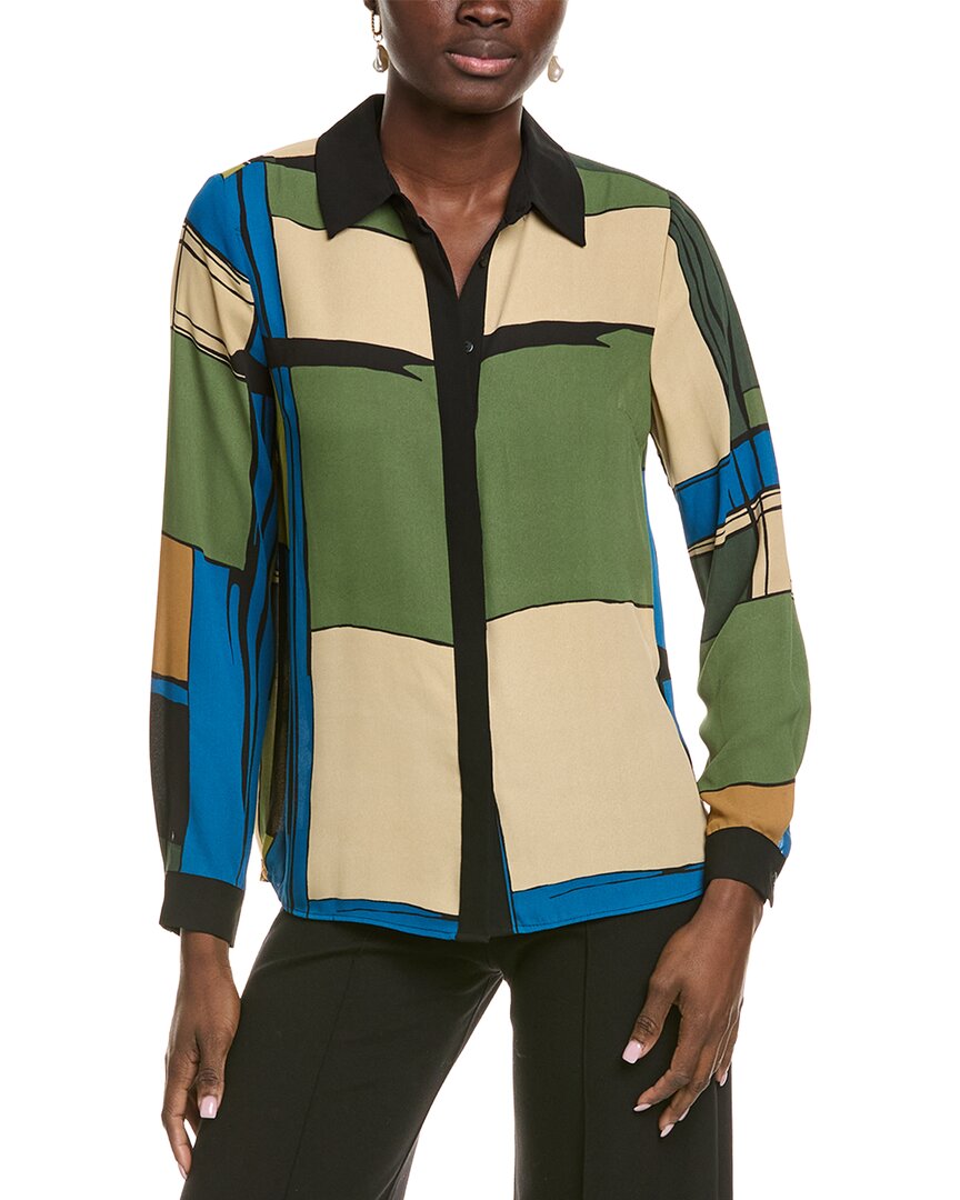 T Tahari Printed Blouse In Multi