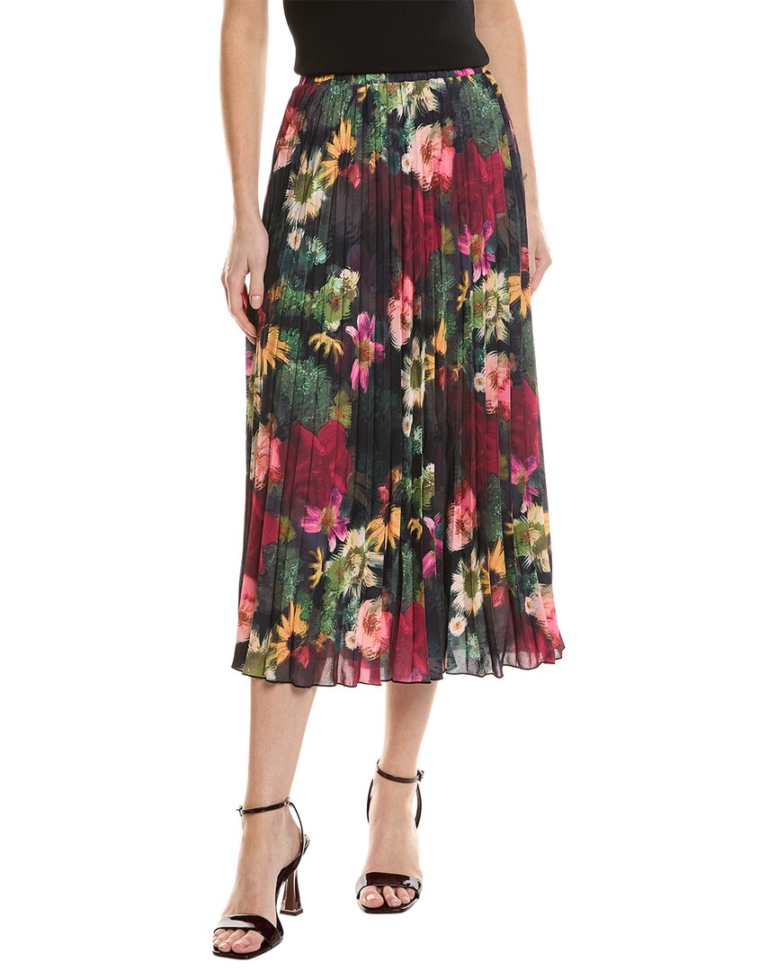 T Tahari Print Midi Skirt In Brown