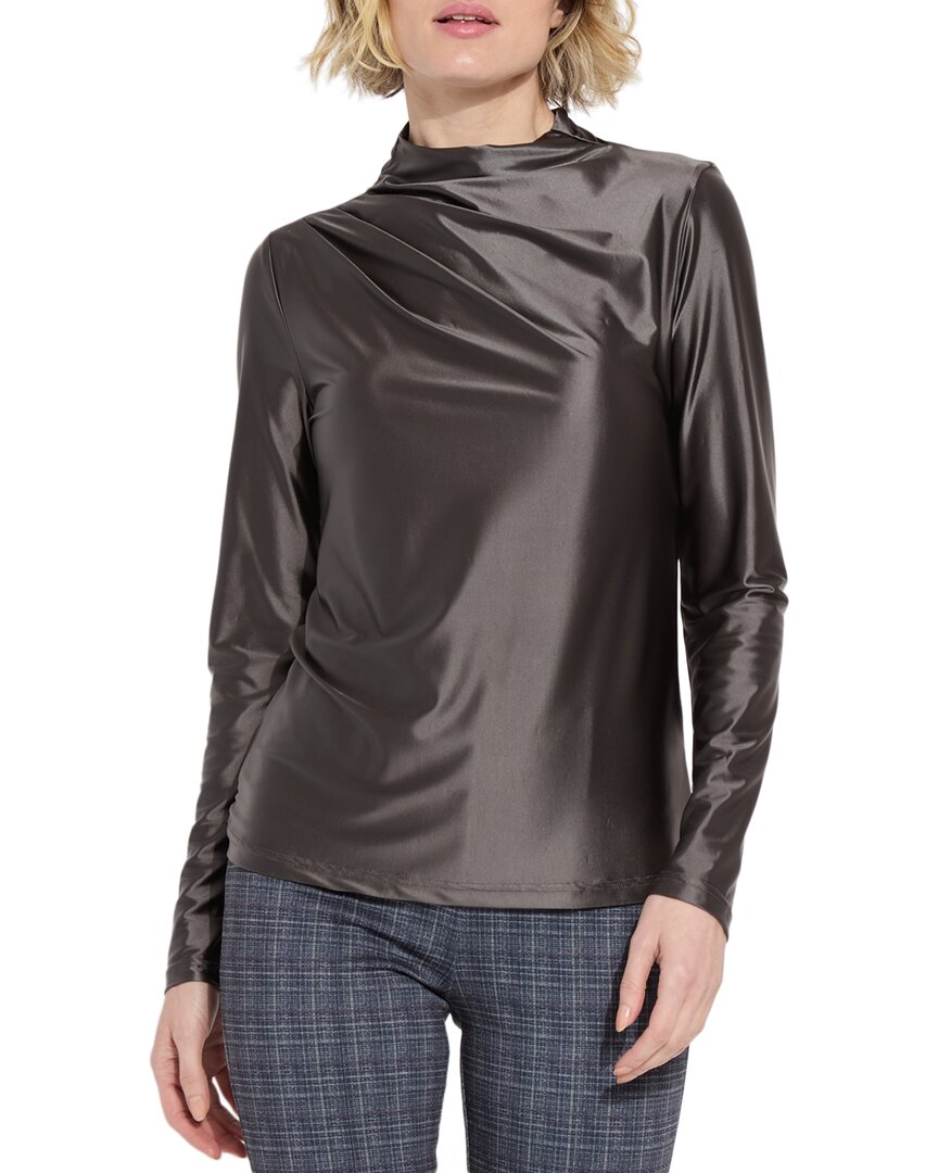 Lyssé New York Shalom Satin Jersey Funnel Neck Top In Gray