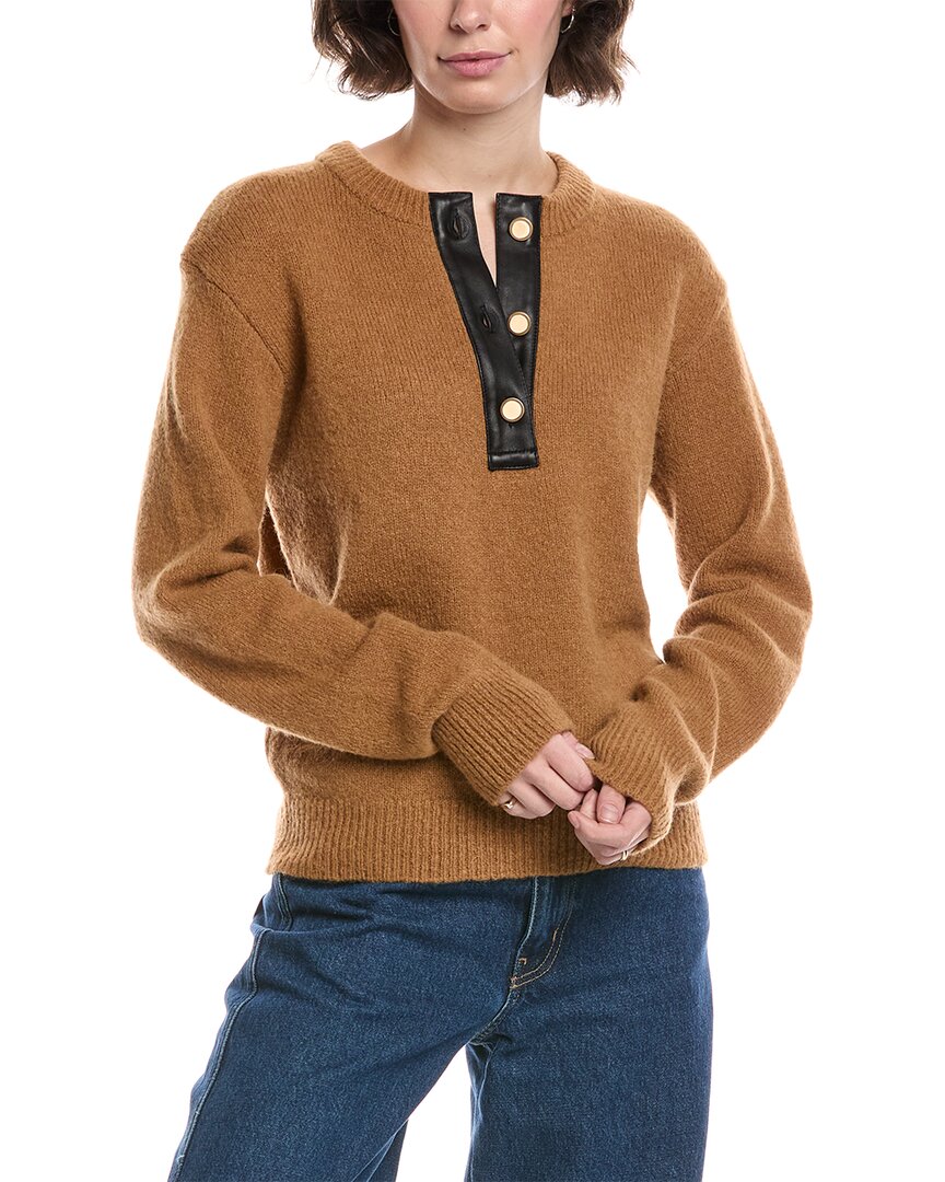 Frame Alpaca & Wool-blend Henley Sweater In Brown