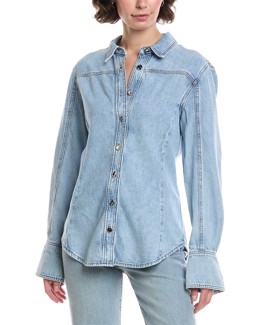 Frame The Curved Denim Jacket In Blue